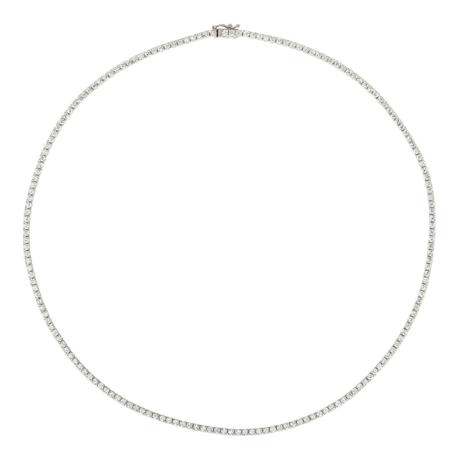 4.00 Carat Natural Diamond Tennis Necklace G SI 14K White Gold For Sale