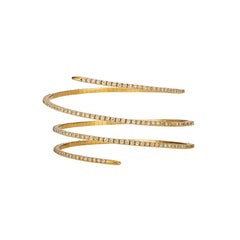 4.00 Carat Natural Diamond Wrap Flexible Bangle Bracelet G SI 14k White Gold