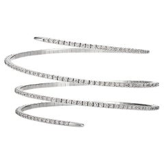 4.00 Carat Natural Diamond Wrap Flexible Bangle Bracelet G SI 14k White Gold