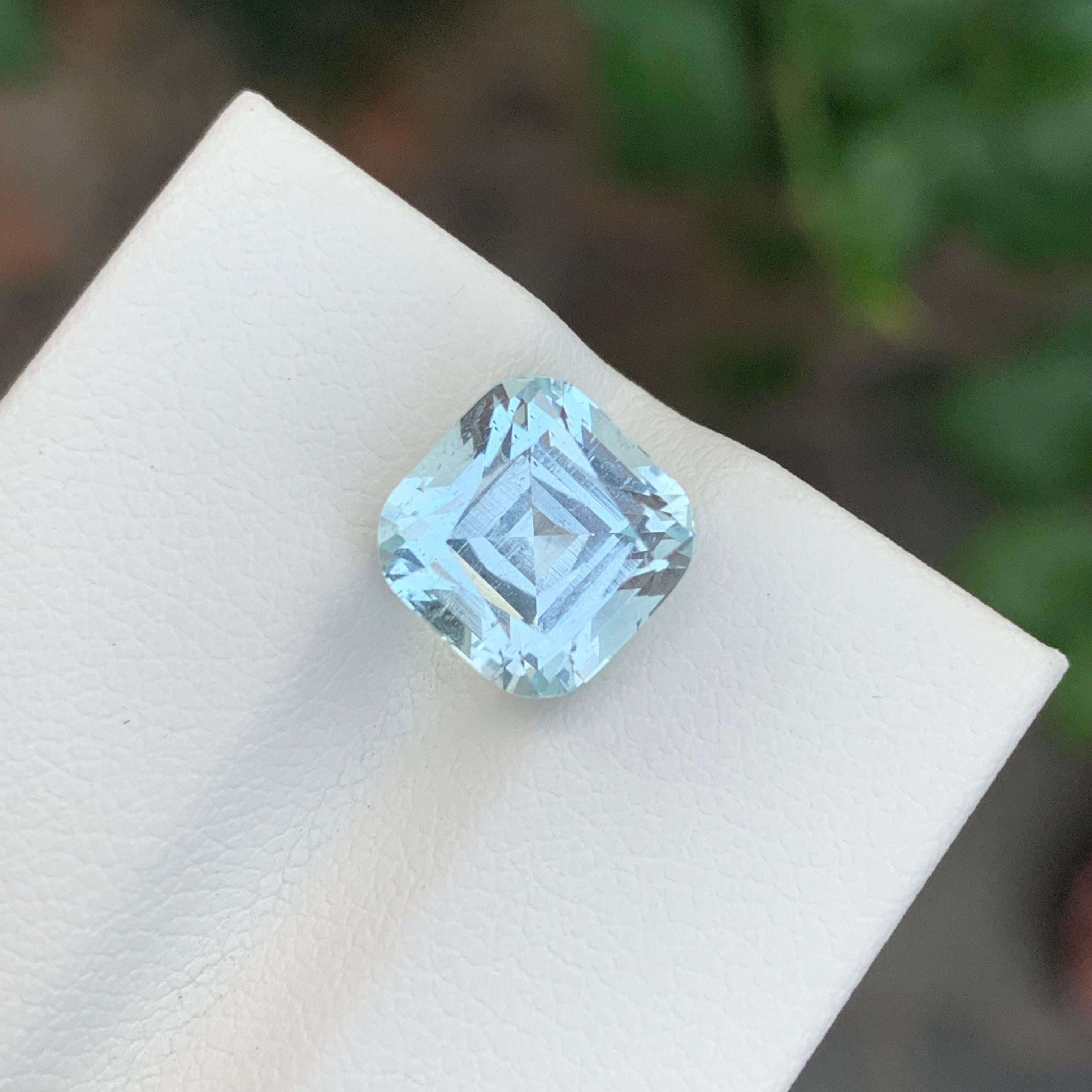 4,00 Karat Natürlicher loser Aquamarin Perfekte Quadratische Form Edelstein im Angebot 1