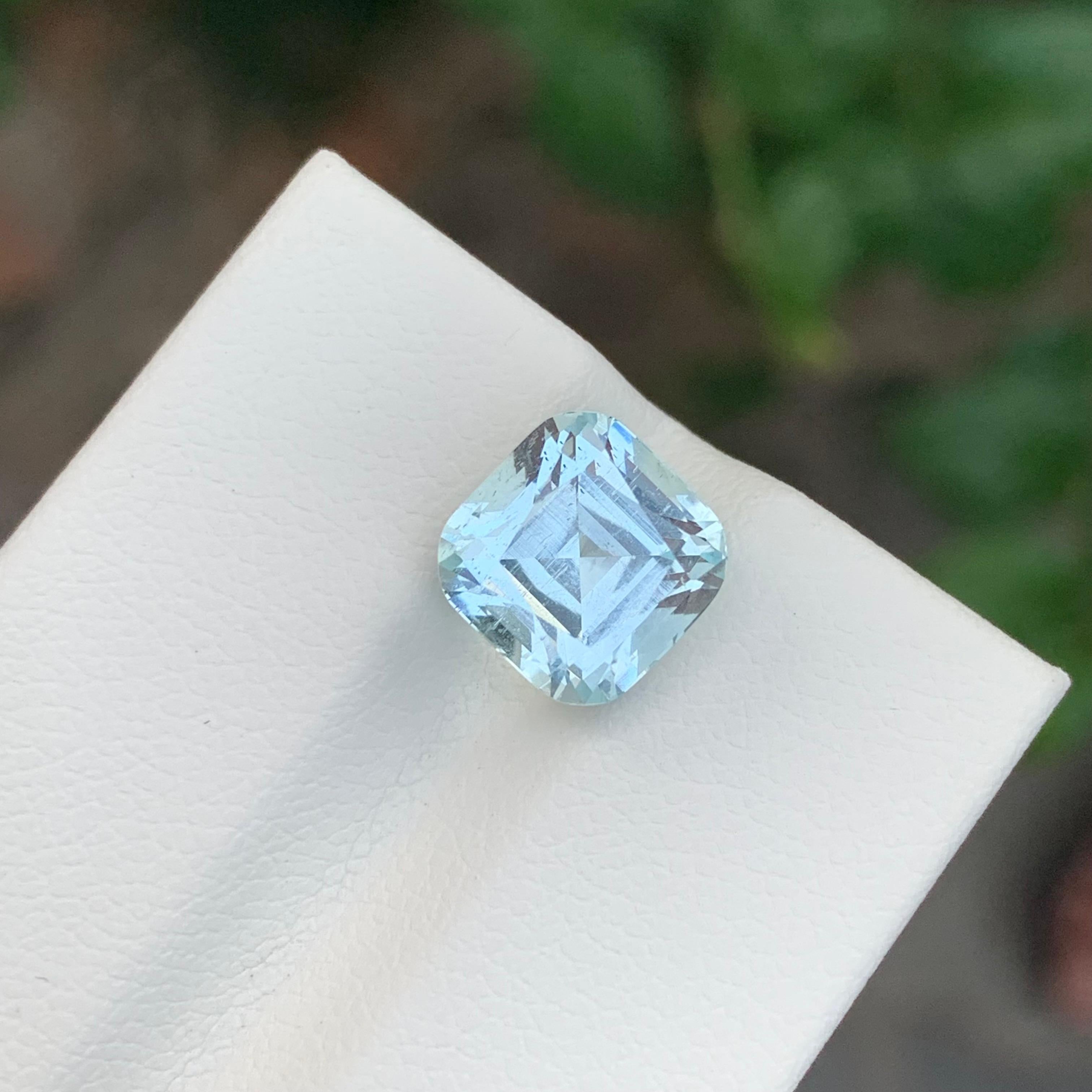 4,00 Karat Natürlicher loser Aquamarin Perfekte Quadratische Form Edelstein im Angebot 2