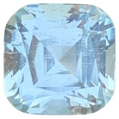 Aquamarine naturelle non sertie de 4,00 carats, pierre précieuse de forme carrée parfaite