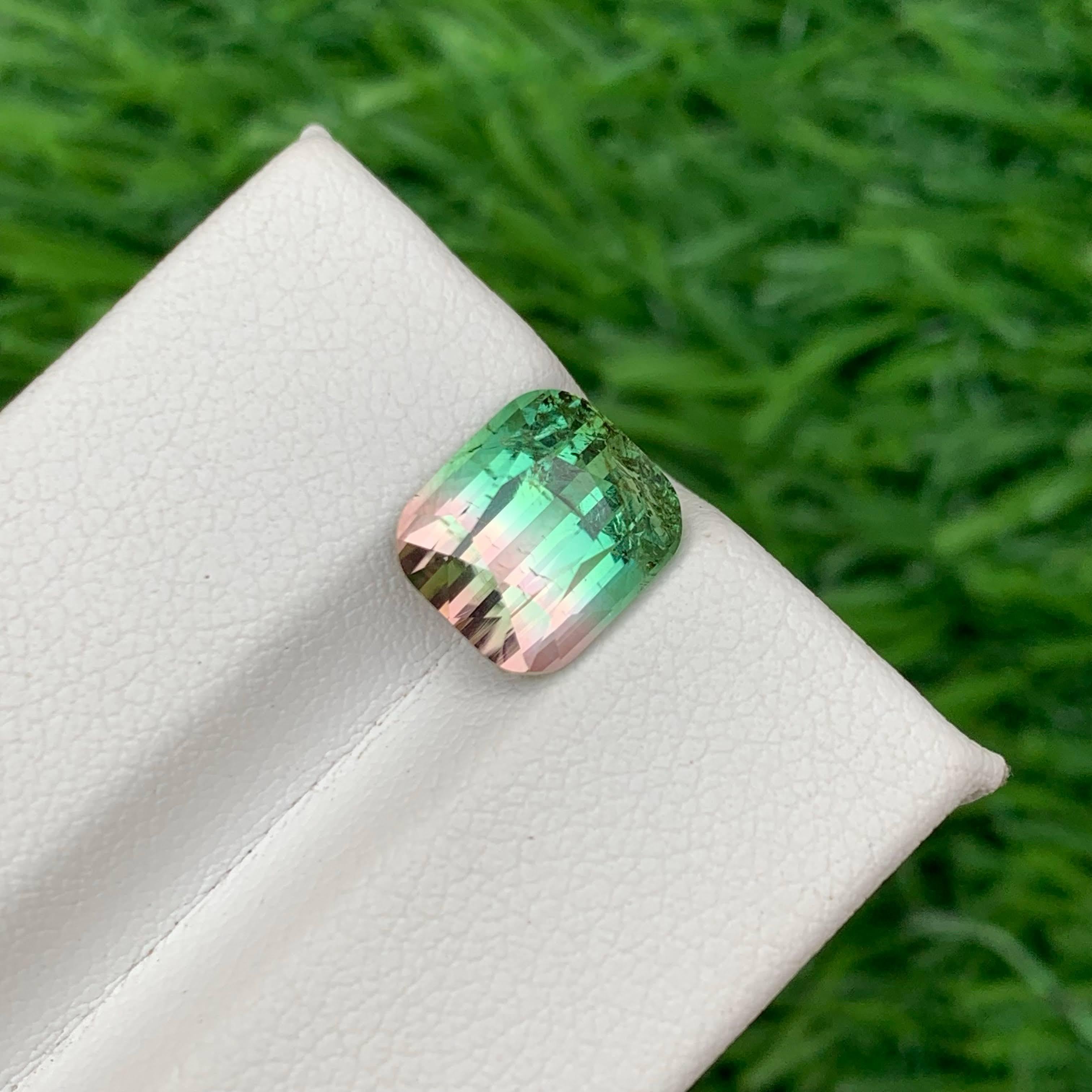 Taille coussin 4.00 Carat Natural Loose Bi Color Tourmaline Stone Cushion Cut Afghan Gemstone (pierre précieuse afghane) en vente