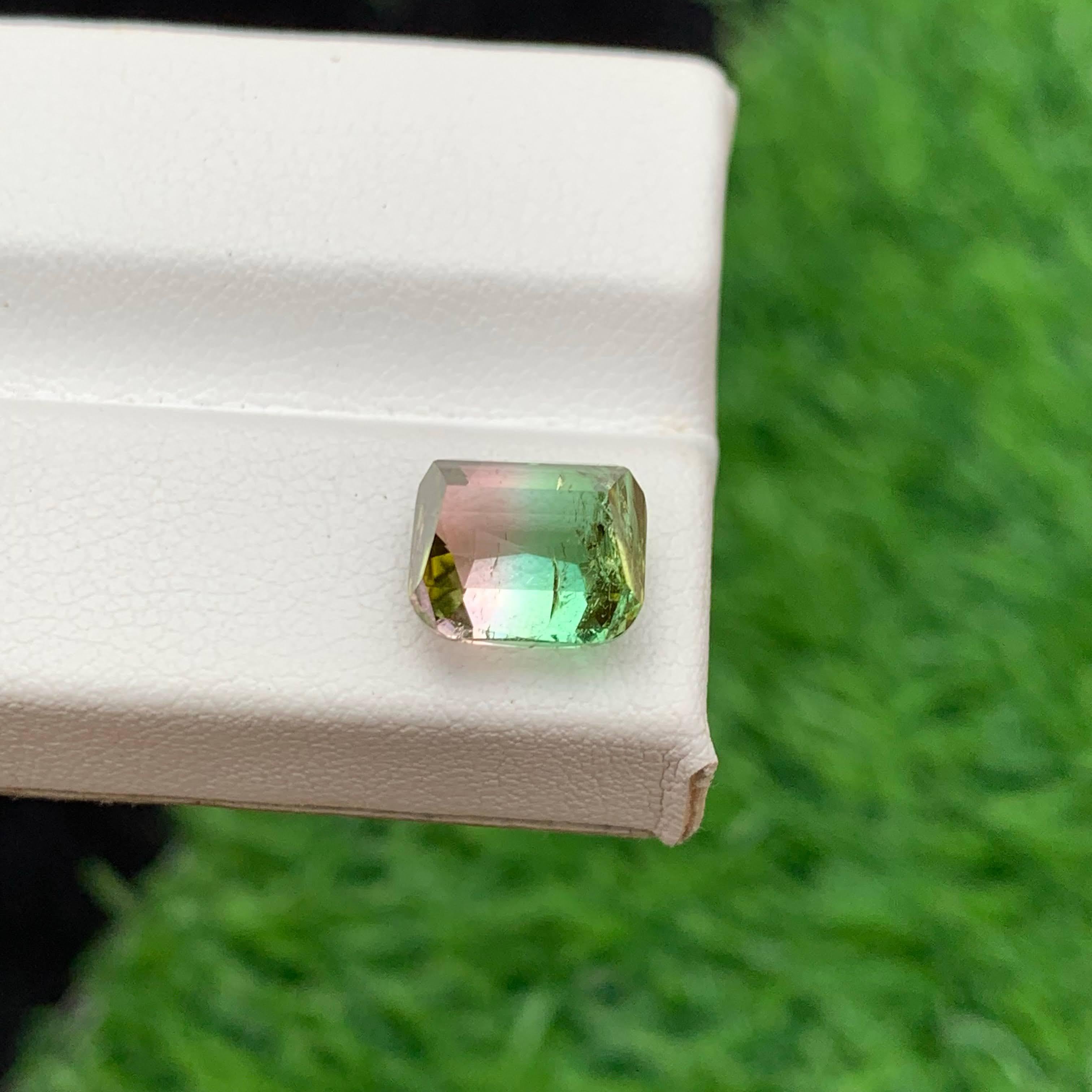 4.00 Carat Natural Loose Bi Color Tourmaline Stone Cushion Cut Afghan Gemstone (pierre précieuse afghane) Unisexe en vente