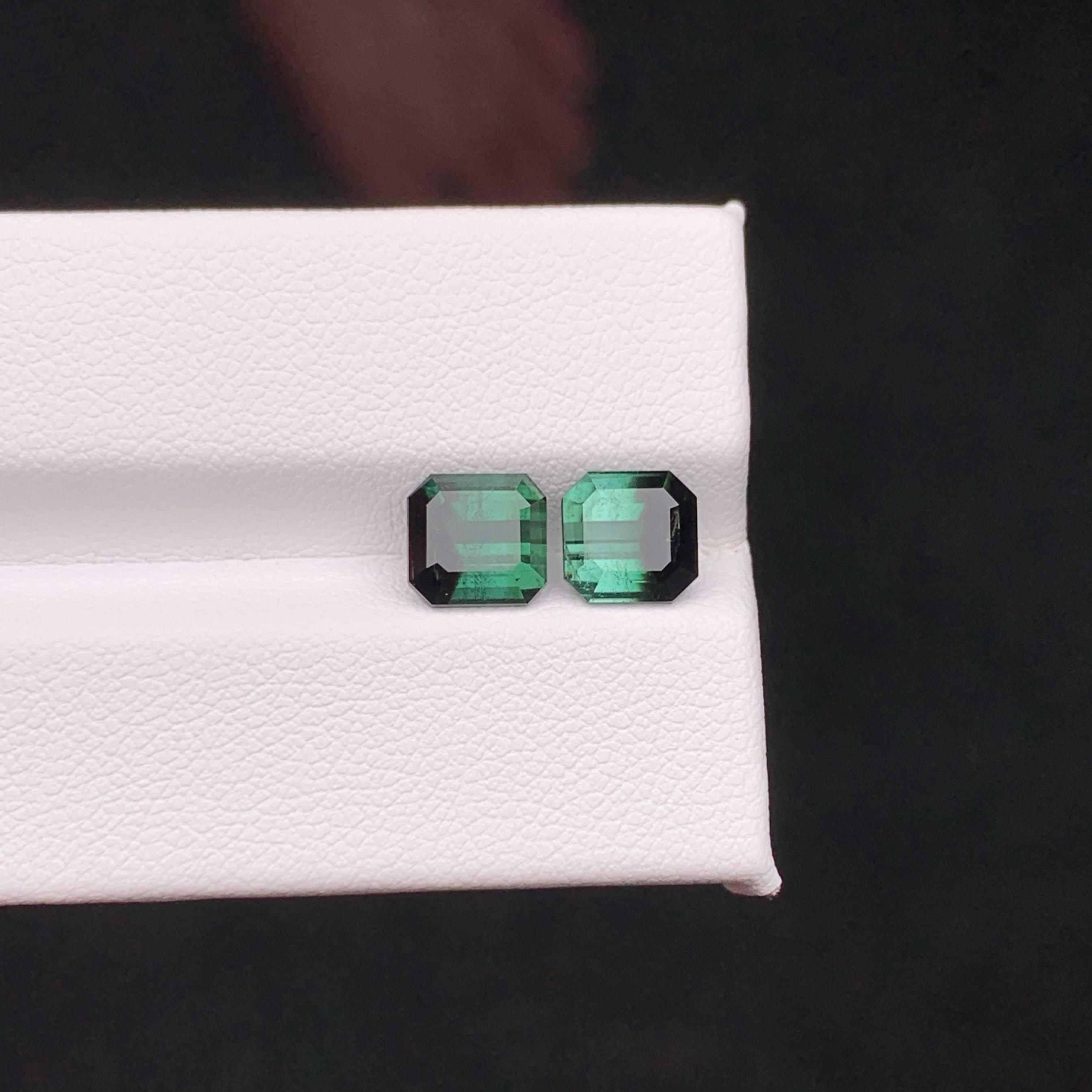 Taille émeraude 4.00 Carat Natural Loose Bicolor Tourmaline Pair Emerald Cut Pakistani Gemstone en vente