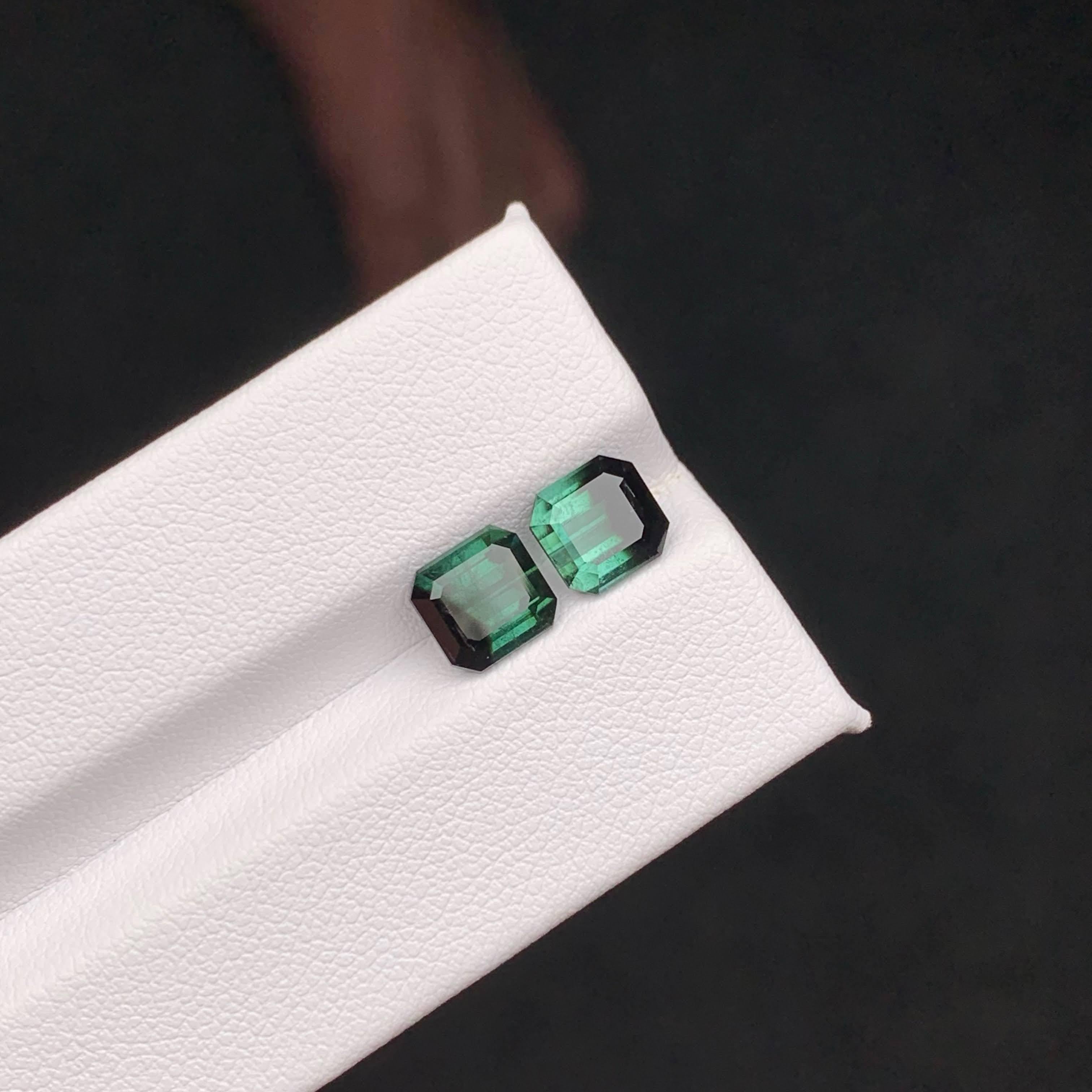 4.00 Carat Natural Loose Bicolor Tourmaline Pair Emerald Cut Pakistani Gemstone Unisexe en vente