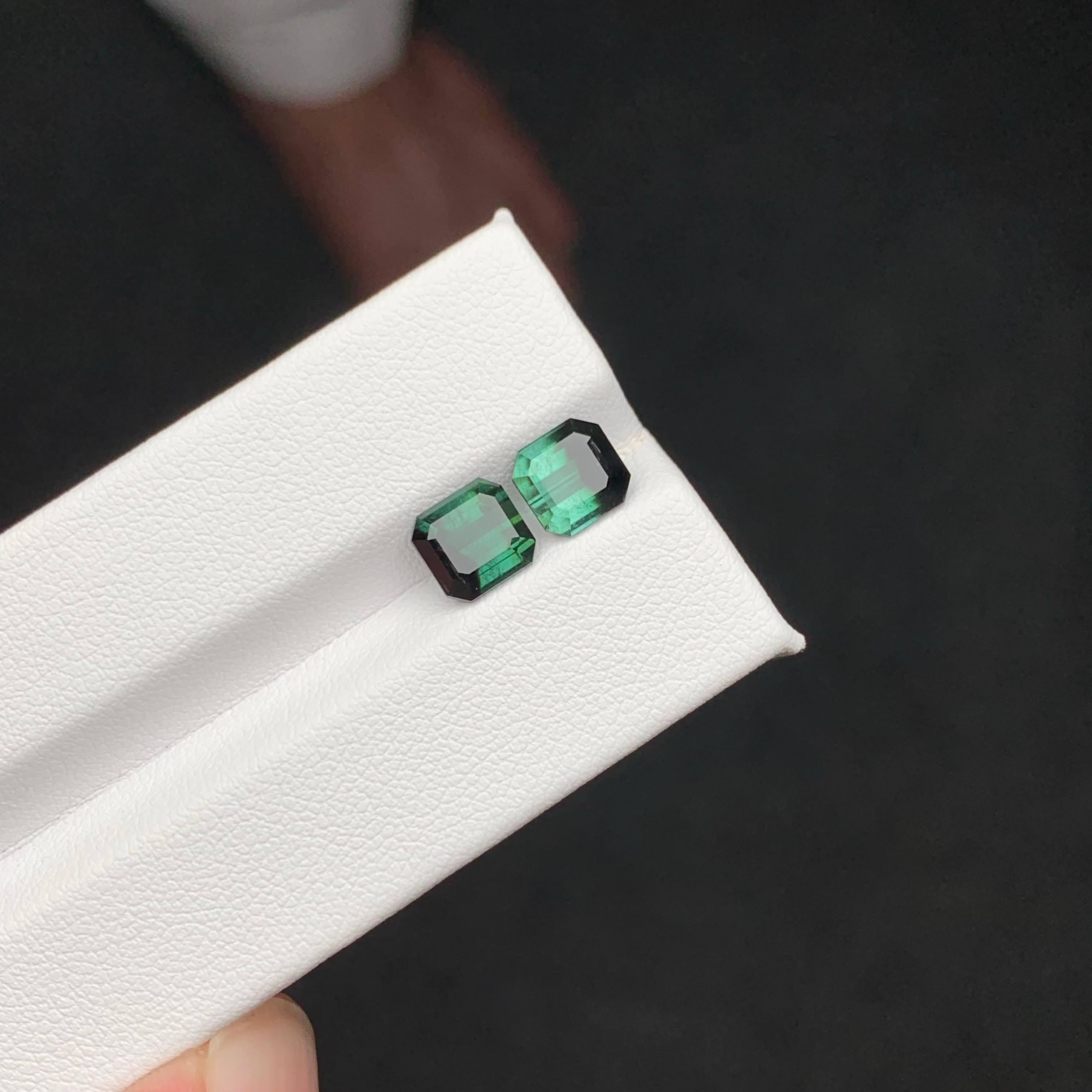 4.00 Carat Natural Loose Bicolor Tourmaline Pair Emerald Cut Pakistani Gemstone en vente 1