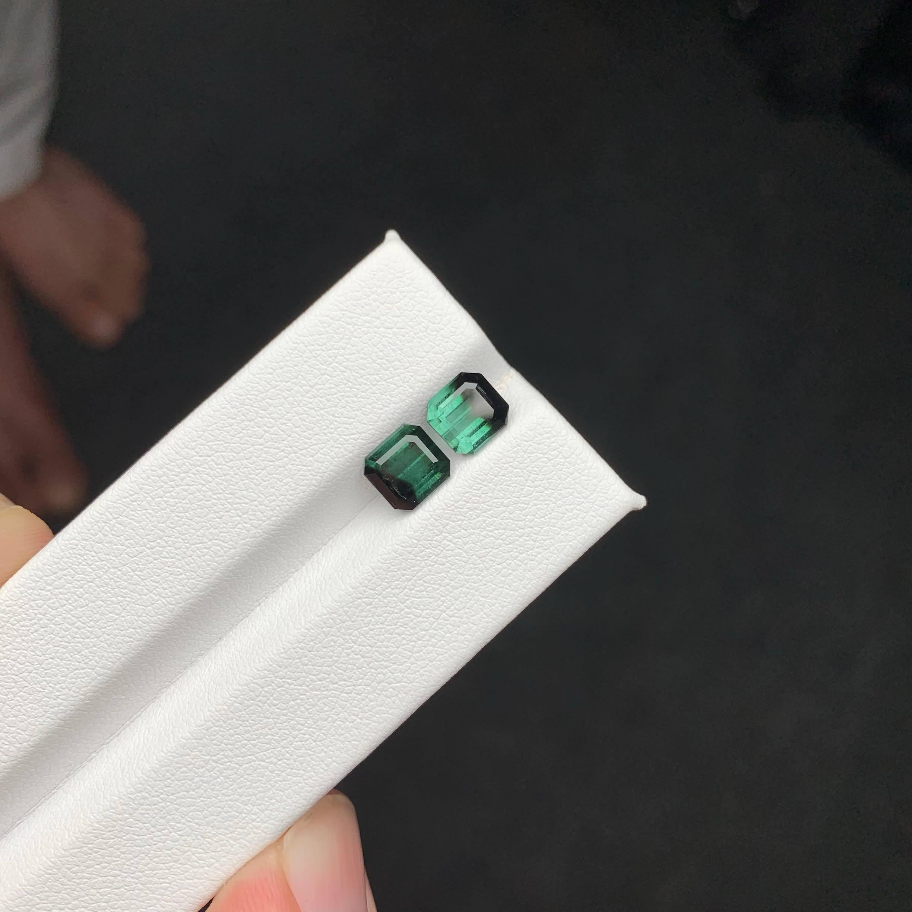 4.00 Carat Natural Loose Bicolor Tourmaline Pair Emerald Cut Pakistani Gemstone en vente 2