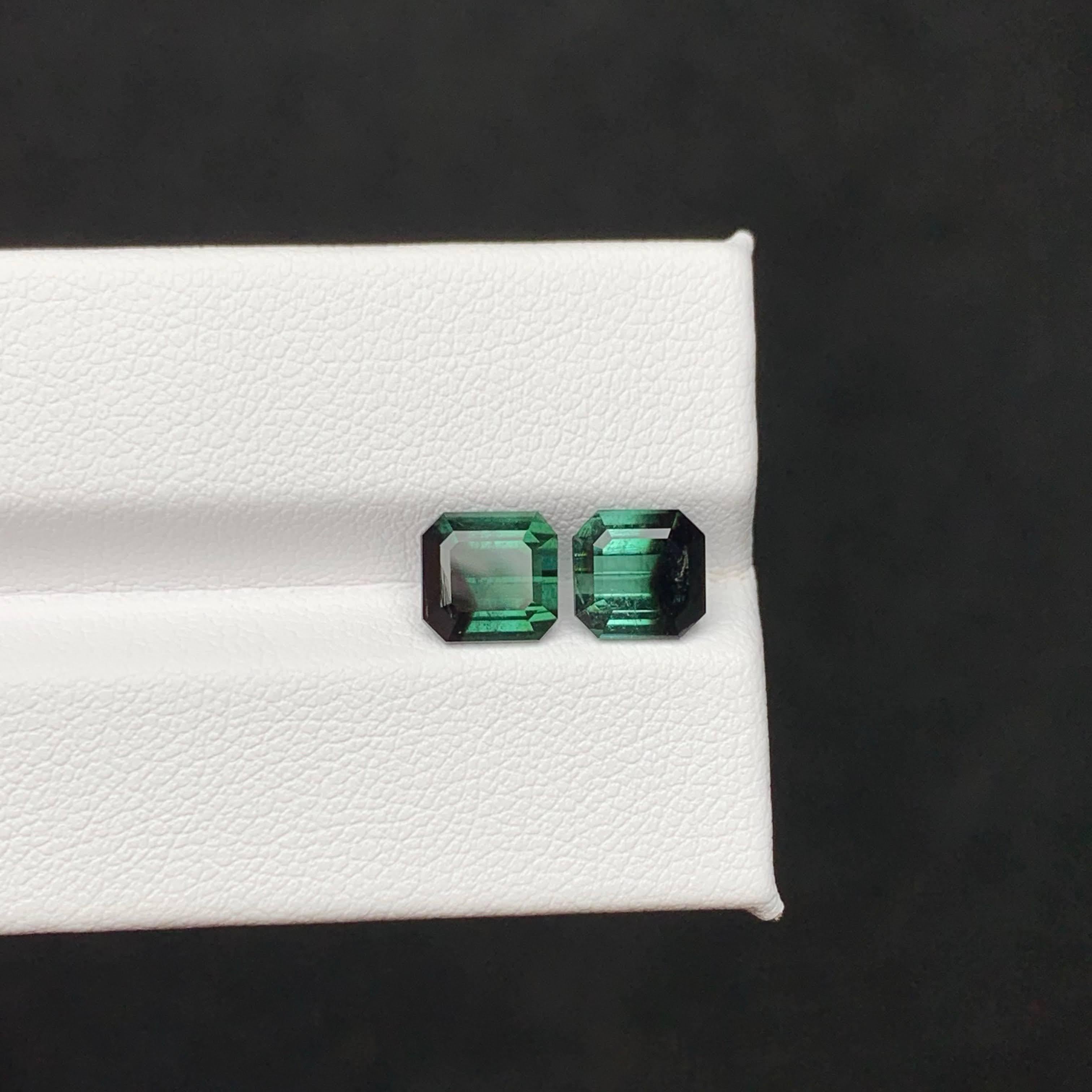 4.00 Carat Natural Loose Bicolor Tourmaline Pair Emerald Cut Pakistani Gemstone en vente 3