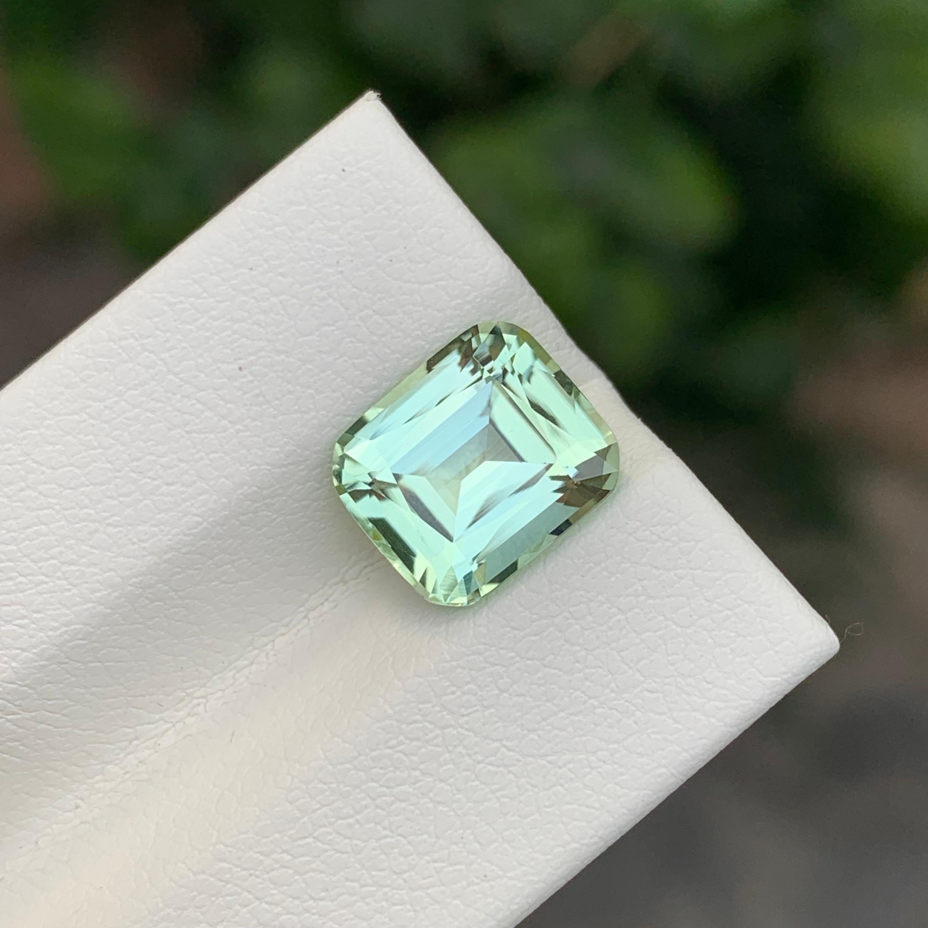 4.00 Carat Natural Loose Mint Green Tourmaline Cushion Shape Gem Unisexe en vente