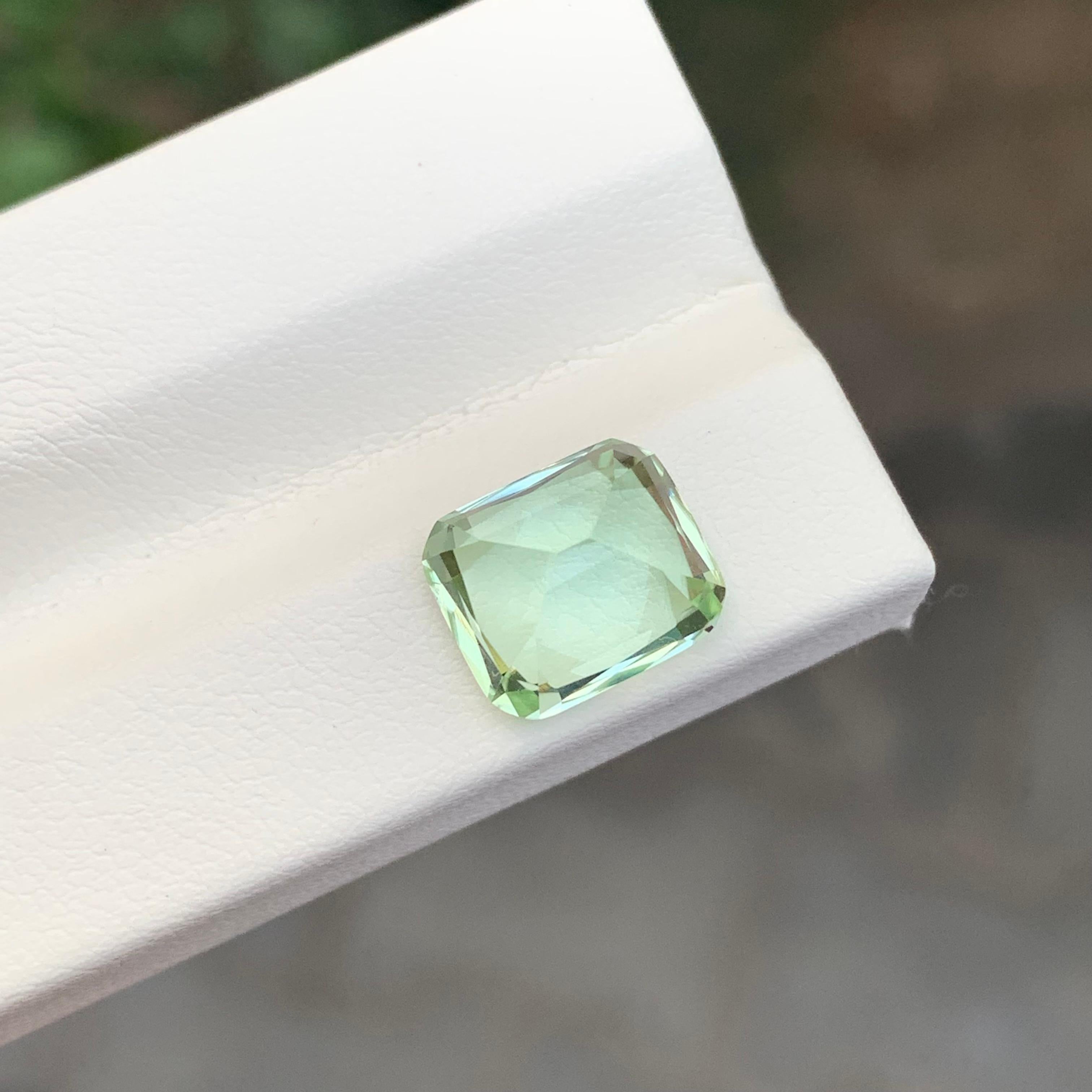4.00 Carat Natural Loose Mint Green Tourmaline Cushion Shape Gem en vente 2
