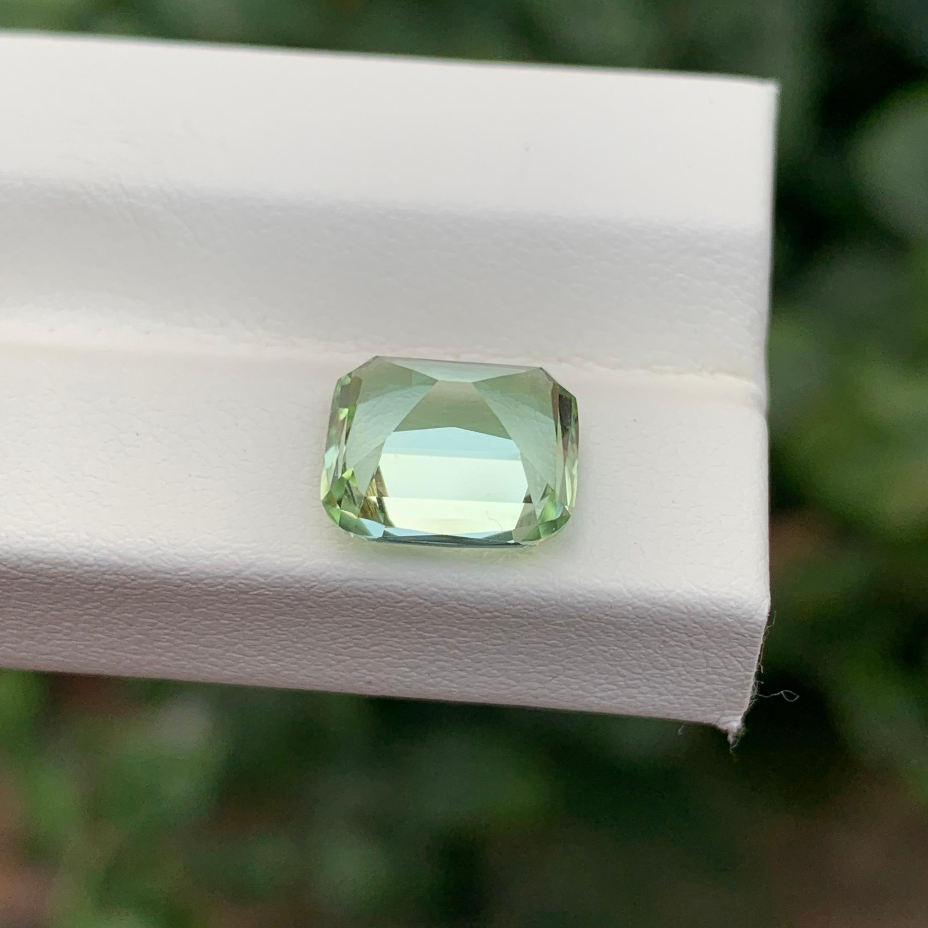 4.00 Carat Natural Loose Mint Green Tourmaline Cushion Shape Gem en vente 3