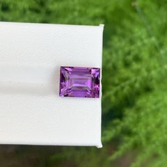 4.00 Carat Natural Loose Purple Amethyst Stone Baguette Cut Brazilian Gemstone