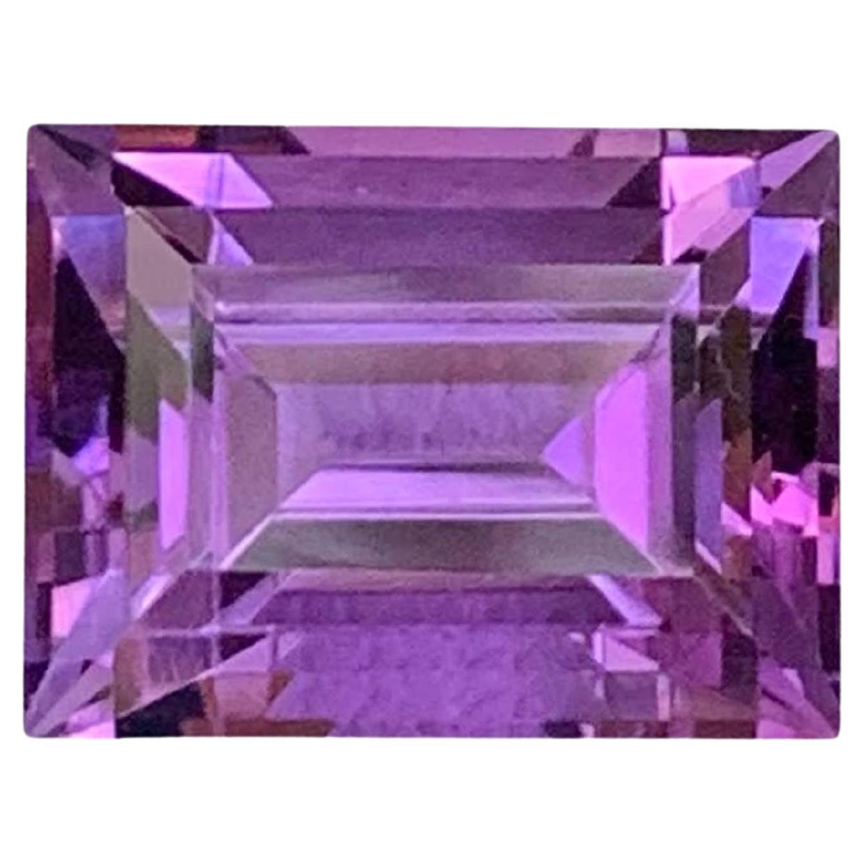 4.00 Carat Natural Loose Purple Amethyst Stone Baguette Cut Brazilian Gemstone