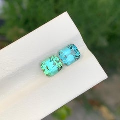 4.00 Carat Natural Loose Reverse Tourmaline Pair Cushion Shape Gemstone