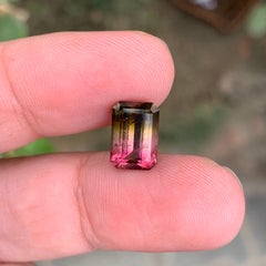 4.00 Carat Natural Loose Tri Colour Tourmaline Emerald Shape Gemstone