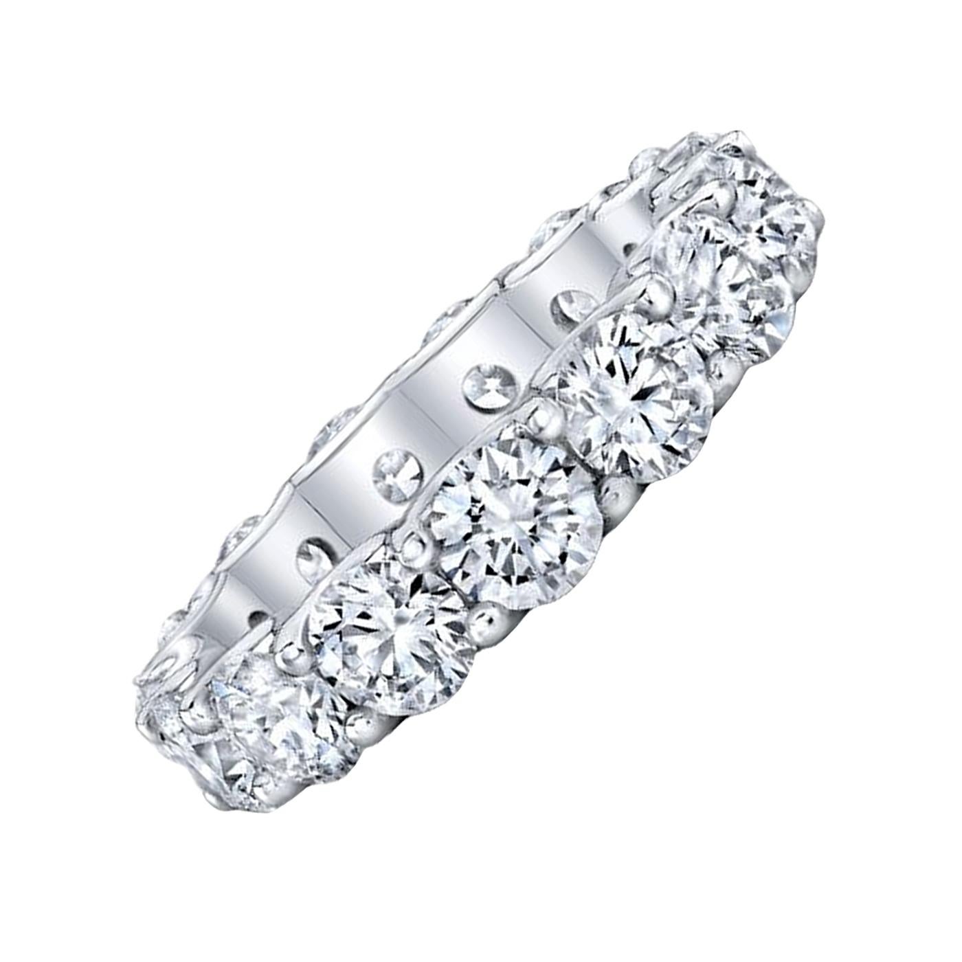 4,00 Karat natürlicher Diamant im Rundschliff U-Gallery Eternity-Ring Si1 Reinheit im Zustand „Hervorragend“ im Angebot in Aventura, FL