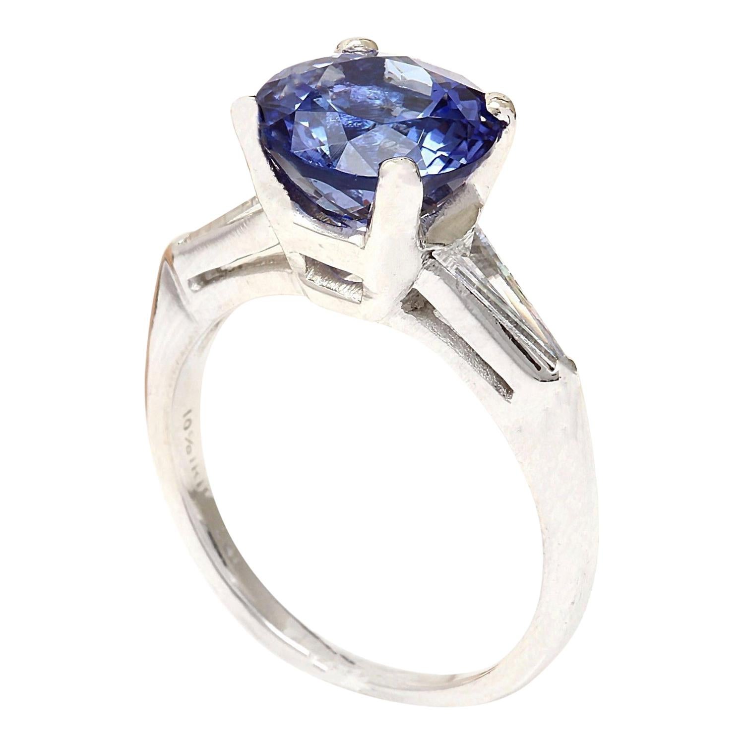 4.00 Carat Natural Tanzanite 18 Karat Solid White Gold Diamond Ring In New Condition In Los Angeles, CA