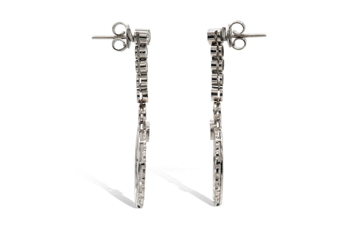 Pendientes Colgantes Círculo de Diamantes de Corte Europeo Antiguo de 4,00 Quilates Corte europeo antiguo en venta