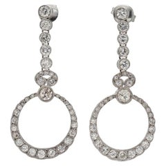 Boucles d'oreilles circulaires en diamant taillé européen de 4,00 carats