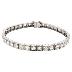 4.00 Carat Old European Cut H SI Diamond Platinum Tennis Bracelet