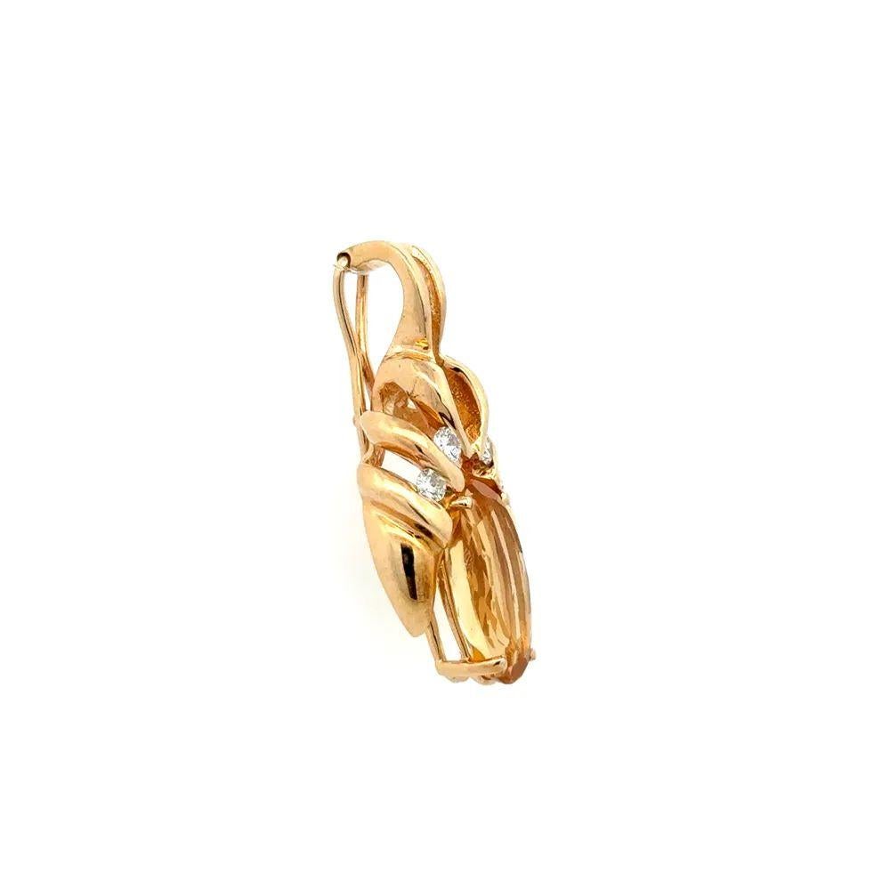 Taglio ovale 4.00 Carat Oval Citrine and RBC Diamond Gold Vintage Enhancer Pendant in vendita