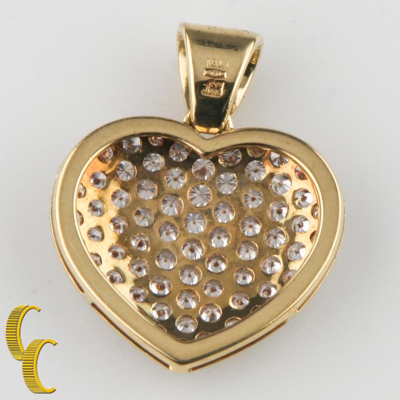 pave diamond heart pendant yellow gold