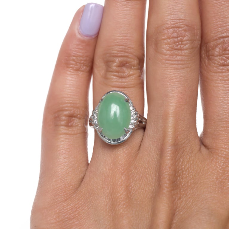 4.00 Carat Platinum Jade Engagement Ring For Sale at 1stDibs | jadeite