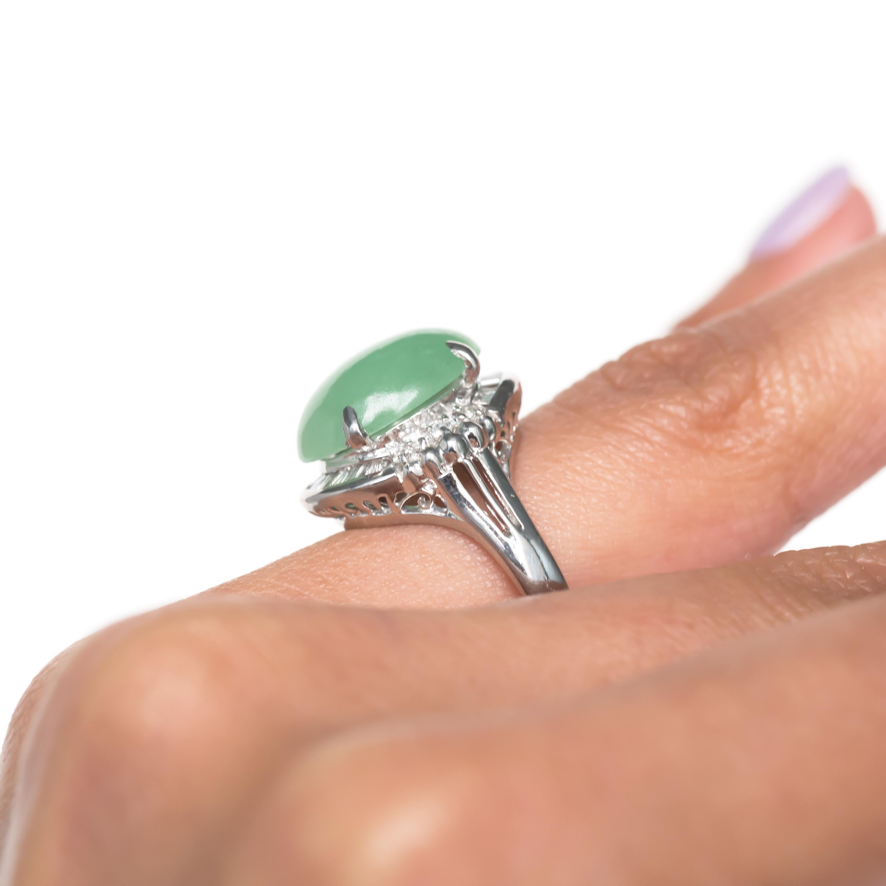 Oval Cut 4.00 Carat Platinum Jade Engagement Ring