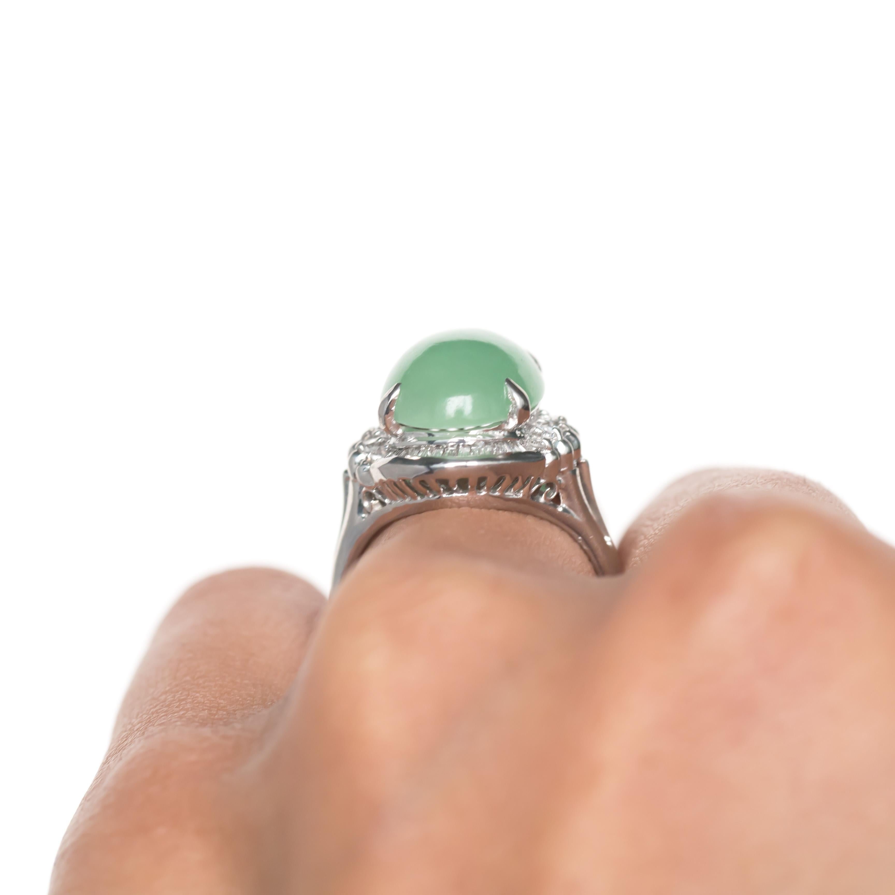 4.00 Carat Platinum Jade Engagement Ring In Good Condition In Atlanta, GA