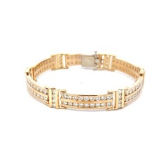4,00 Karat Runder Brillant Diamant 14 Karat Gelbgold A Link Armband