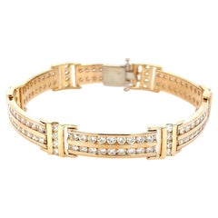 4,00 Karat Runder Brillant Diamant 14 Karat Gelbgold A Link Armband