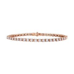 4.00 Carat Round Diamond 18 Karat Rose Gold Four-Claw Tennis Bracelet