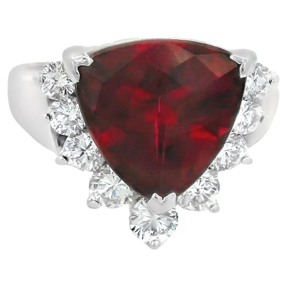 4.00 Carat Rubellite Tourmaline Diamond Platinum Ring