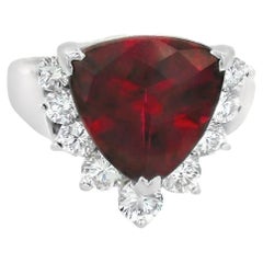 4.00 Carat Rubellite Tourmaline Diamond Platinum Ring