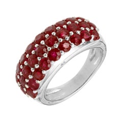 4.00 Carat Ruby Diamond White Gold Band Ring