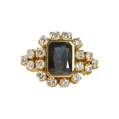 4.00 Carat Sapphire Diamond Gold Ring