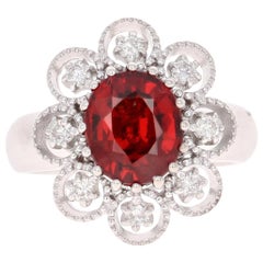 Anillo en racimo de oro blanco de 14 quilates con diamantes espessartina de 4,00 quilates
