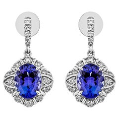 Sunita Nahata Tanzanite 4.00ct. Drop Earrings in 18KWG with Diamond.