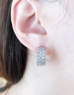 4.00 carat Three-Row Pavé Diamond Half Hoop Earrings Platinum