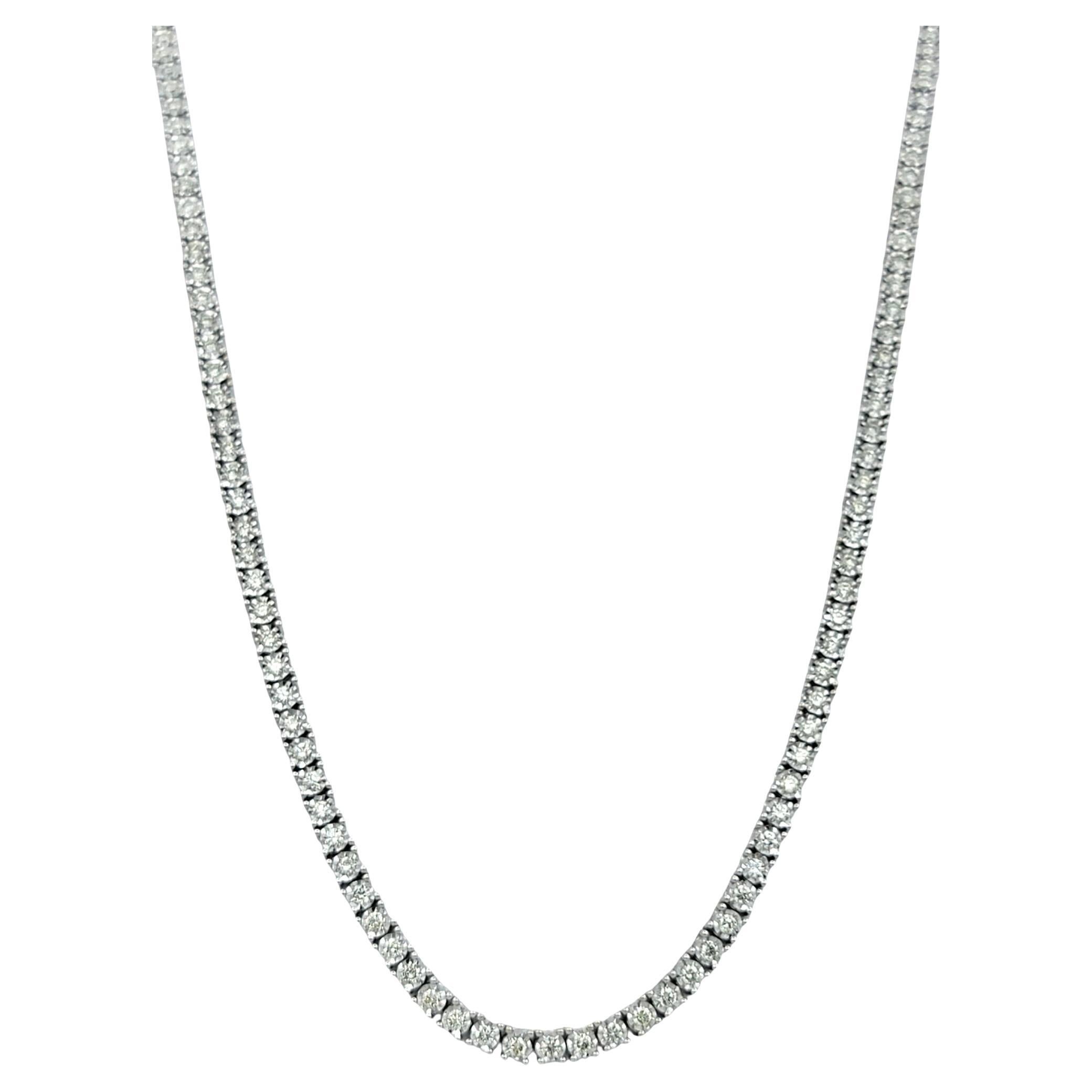 4.00 Carat Total Round Brilliant Diamond 22" Tennis Necklace 14 Karat White Gold