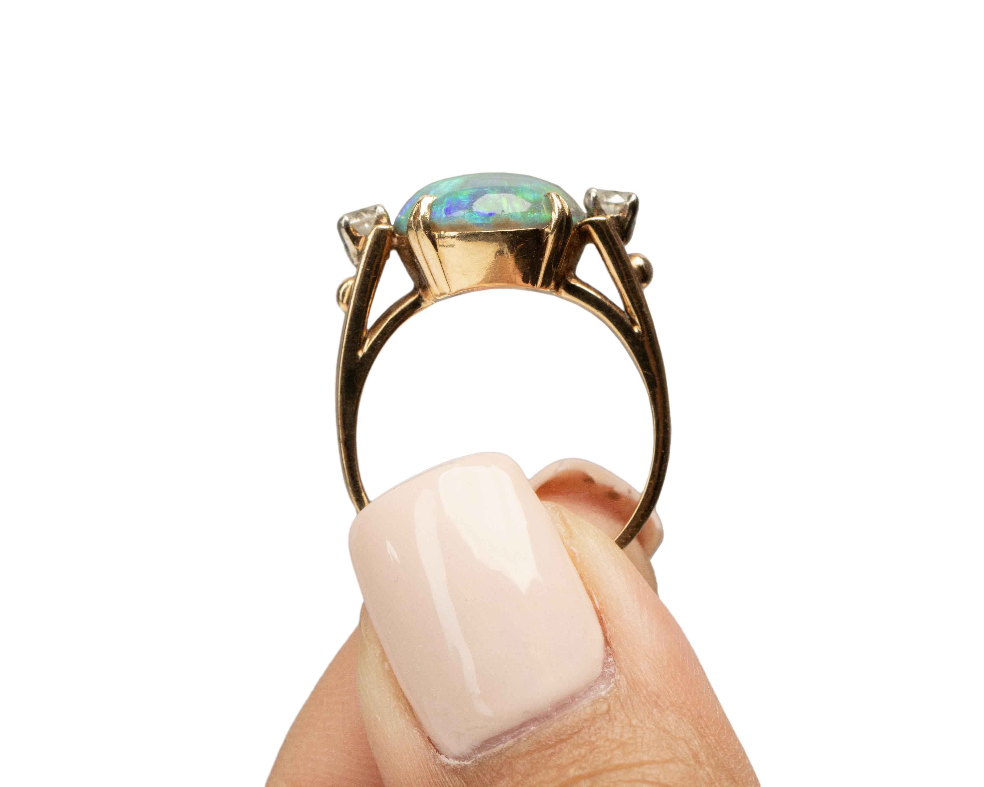 Women's 4.00 Carat Total Weight Art Deco Opal Diamond Engagement Ring