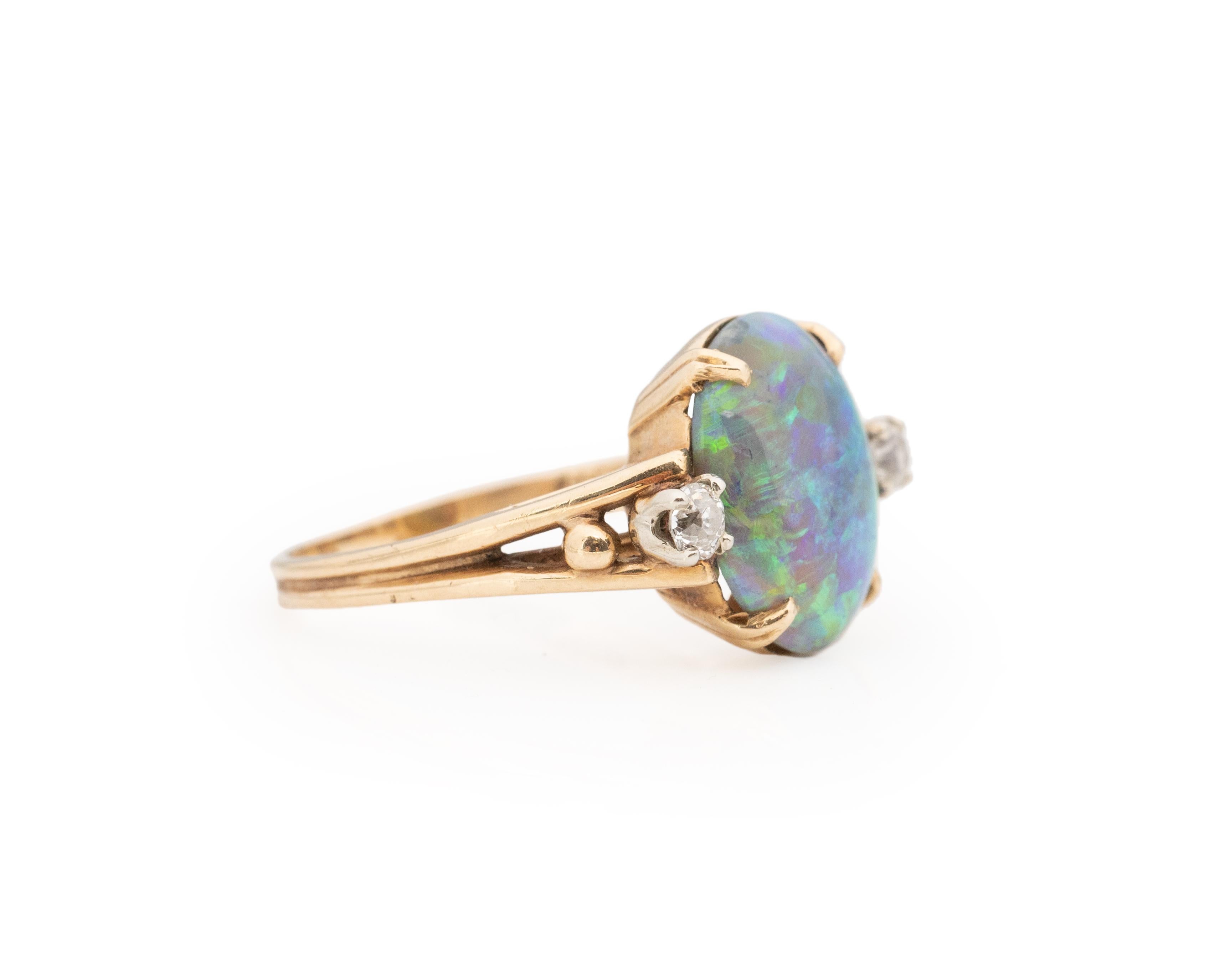 4.00 Carat Total Weight Art Deco Opal Diamond Engagement Ring 1