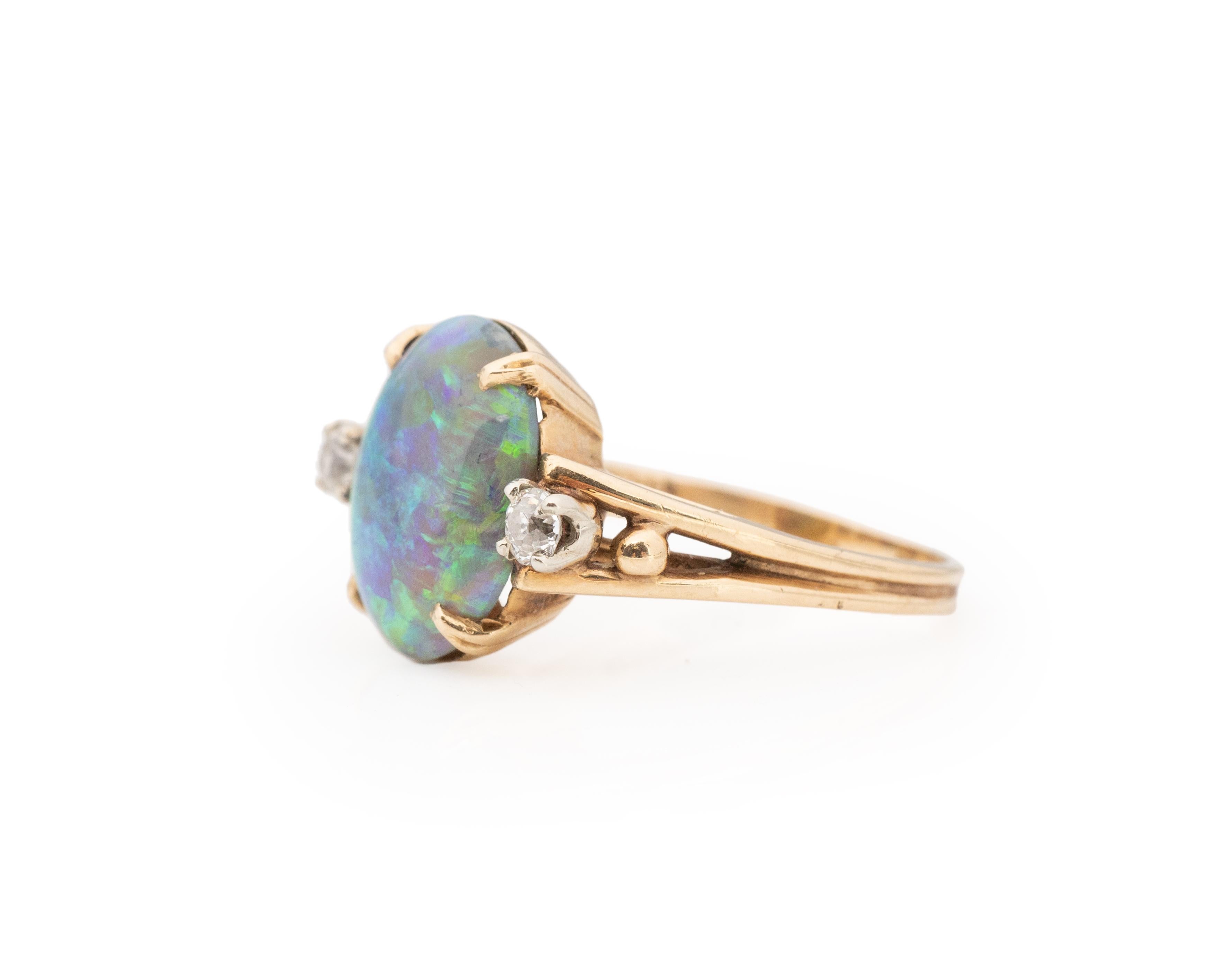 4.00 Carat Total Weight Art Deco Opal Diamond Engagement Ring 2