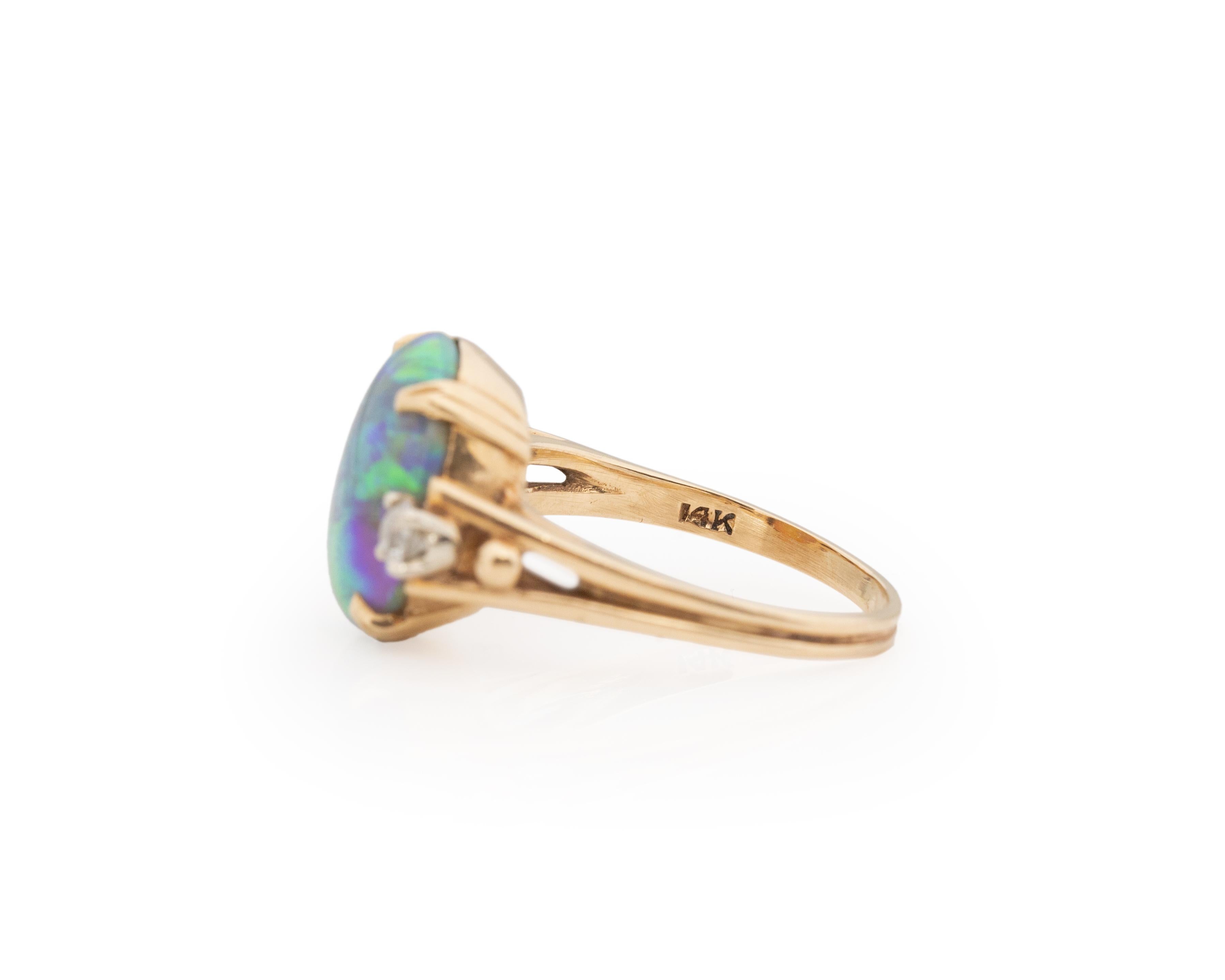 4.00 Carat Total Weight Art Deco Opal Diamond Engagement Ring 4