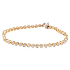 Bracelet tennis en or jaune 14 carats avec diamants d'un poids total de 4,00 carats