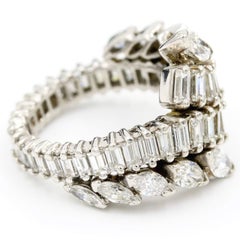 4.00 Carat Total Weight H/SI Marquise And Baguette Diamond Bypass Ring Size 4.75