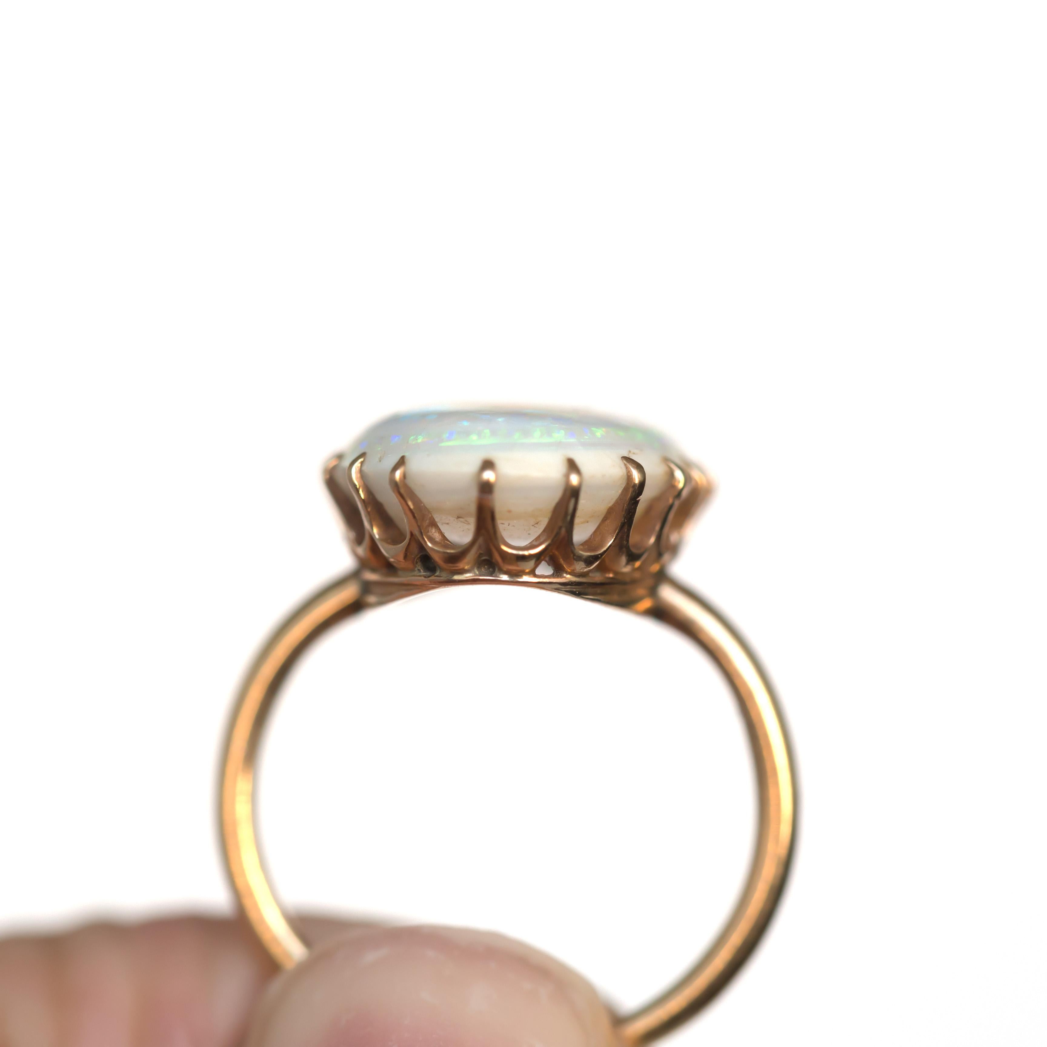 Victorian 4.00 Carat Total Weight Opal Rose Gold Engagement Ring For Sale