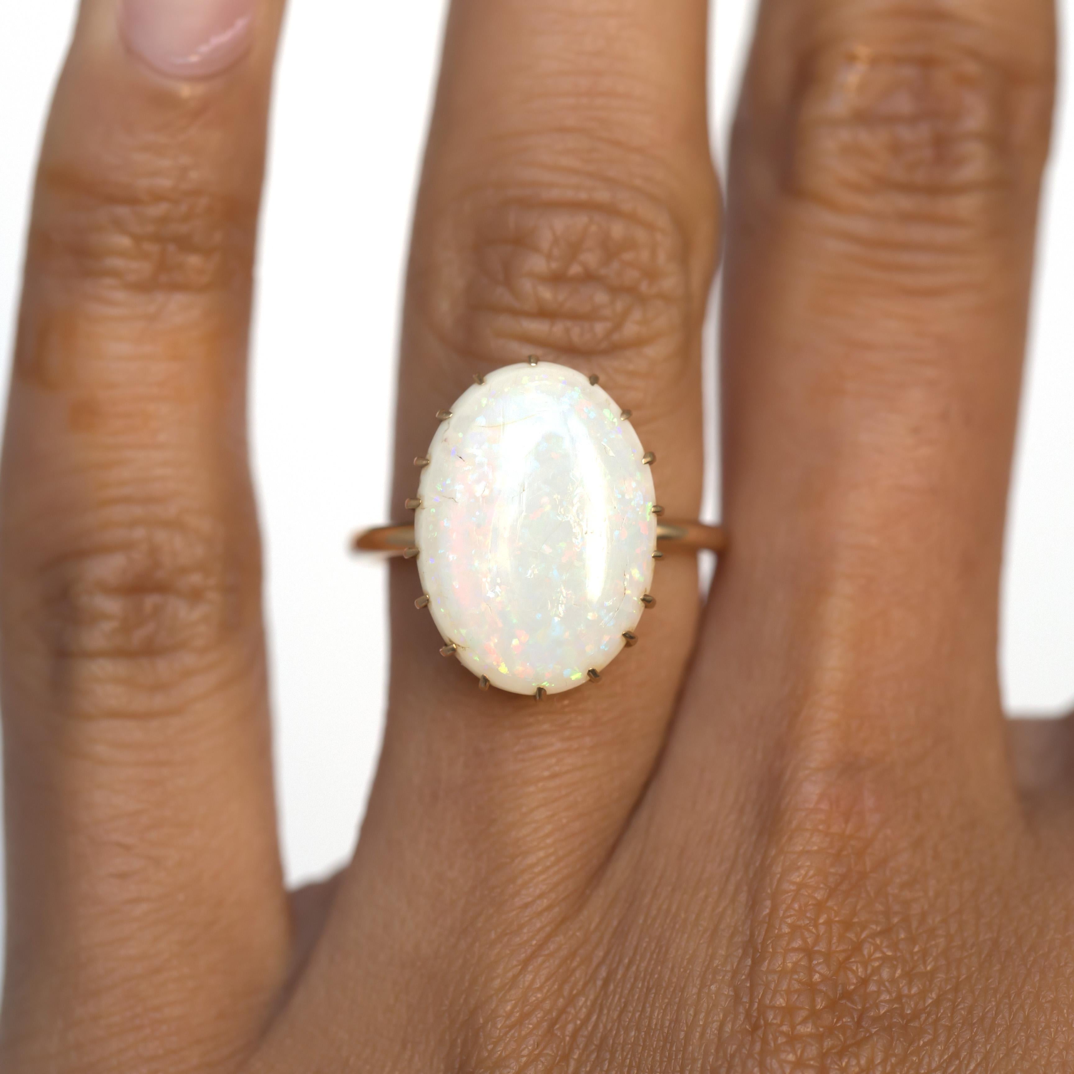 4.00 Carat Total Weight Opal Rose Gold Engagement Ring In Good Condition For Sale In Atlanta, GA