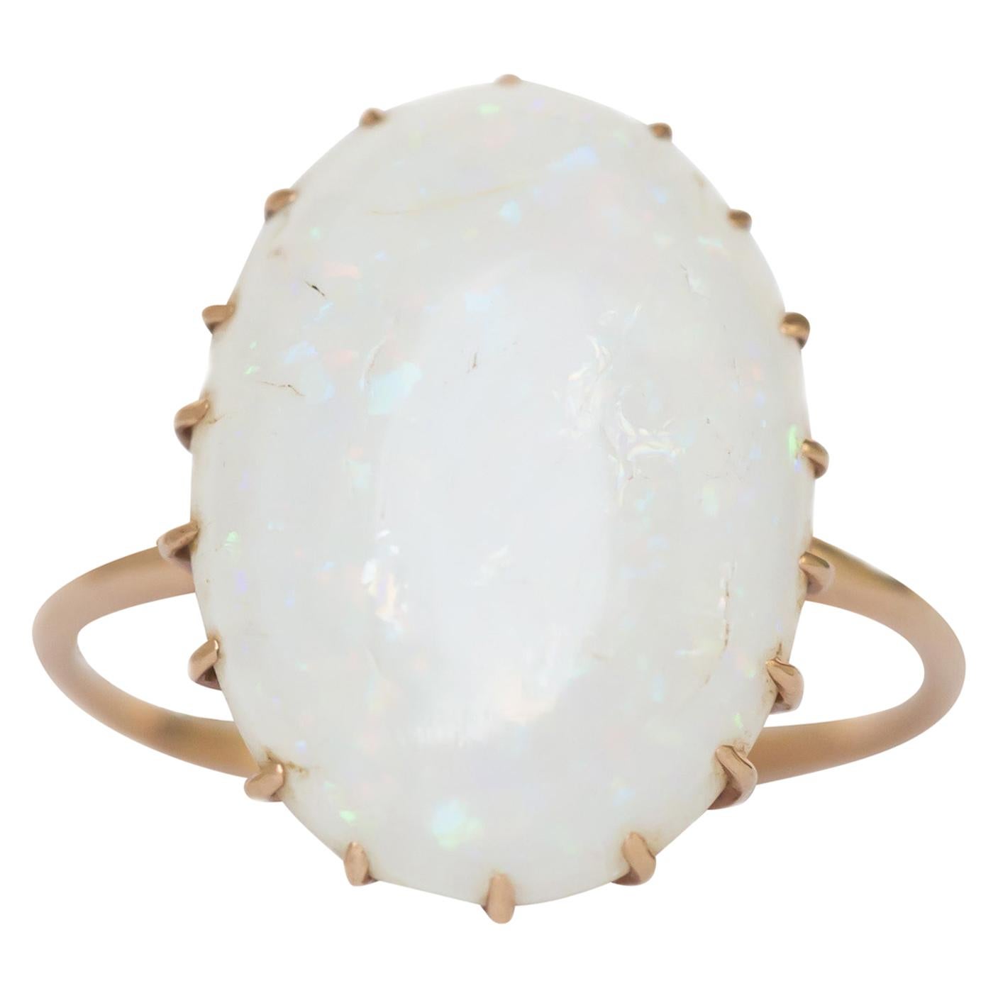 4.00 Carat Total Weight Opal Rose Gold Engagement Ring For Sale